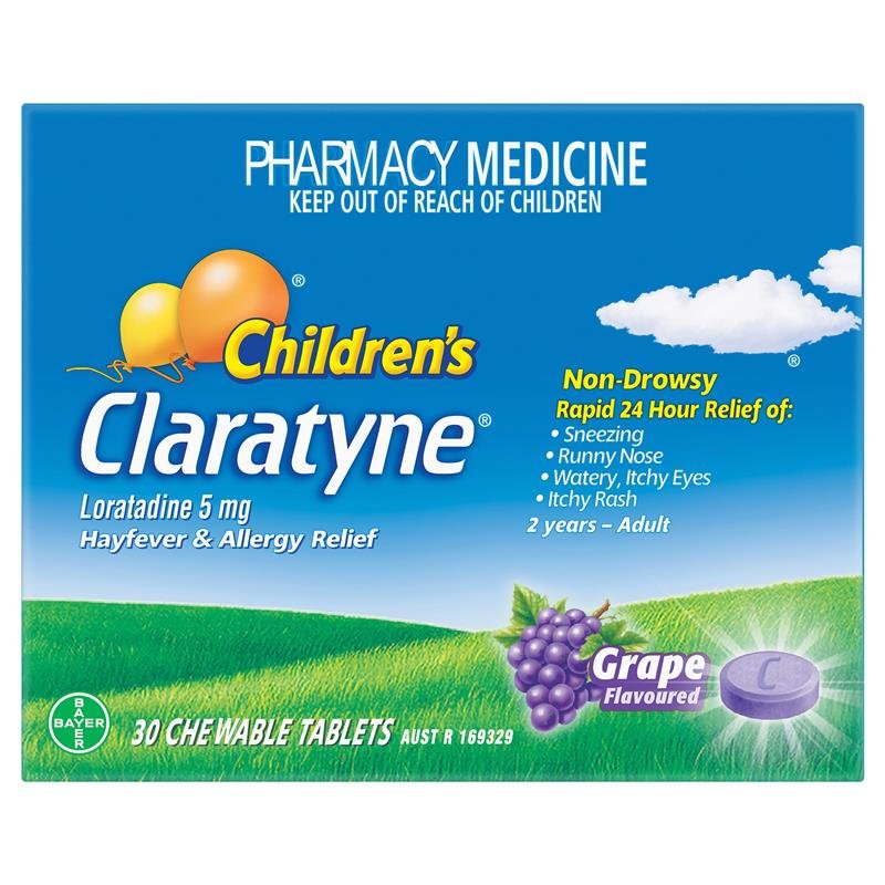 Claratyne 开瑞坦 儿童抗过敏鼻敏感咀嚼片 葡萄味 30片