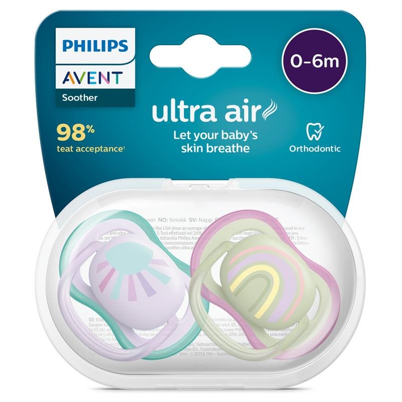 Avent 新安怡 Ultra Air 安抚奶嘴 0-6个月 混色 2个