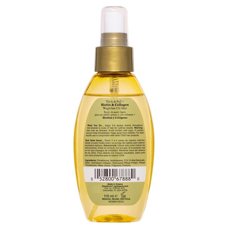 OGX Biotin & Collagen Volumising Weightless Oil Mist 118mL