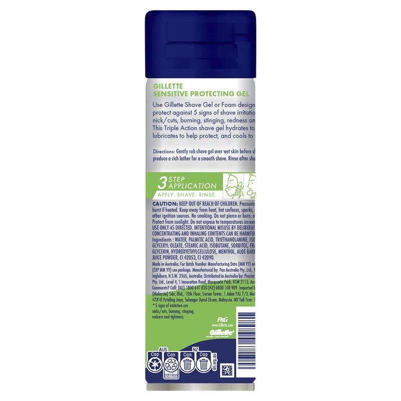 Gillette Sensitive Protecting Shave Gel 195g
