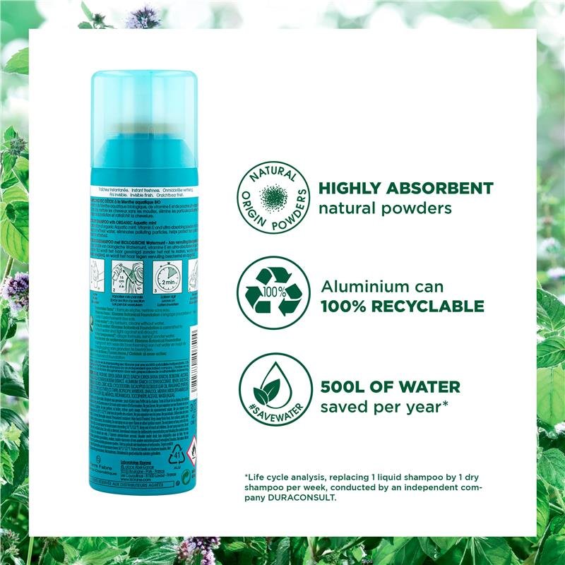 Klorane Aquatic Mint Dry Shampoo 150ml - Scalp Detox