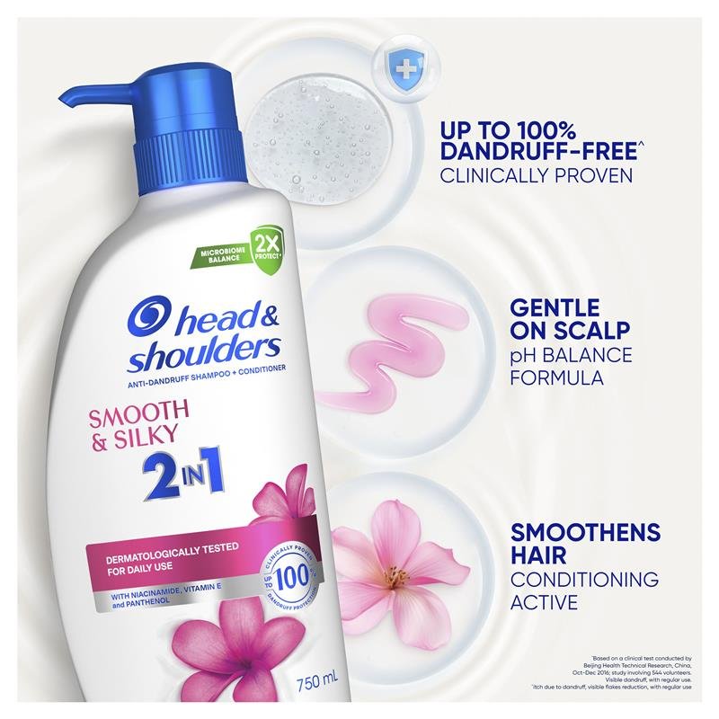 Head & Shoulders Smooth & Silky 2in1 Shampoo + Conditioner 750ml