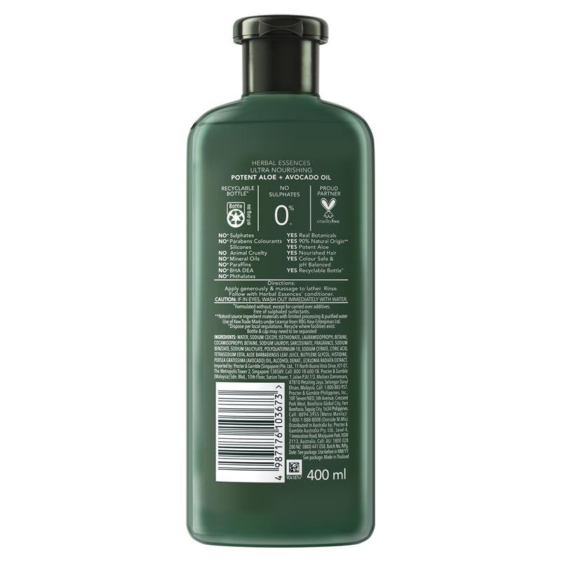 Herbal Essences Bio Renew Potent Aloe + Avocado Oil Hair & Scalp Shampoo 400ml