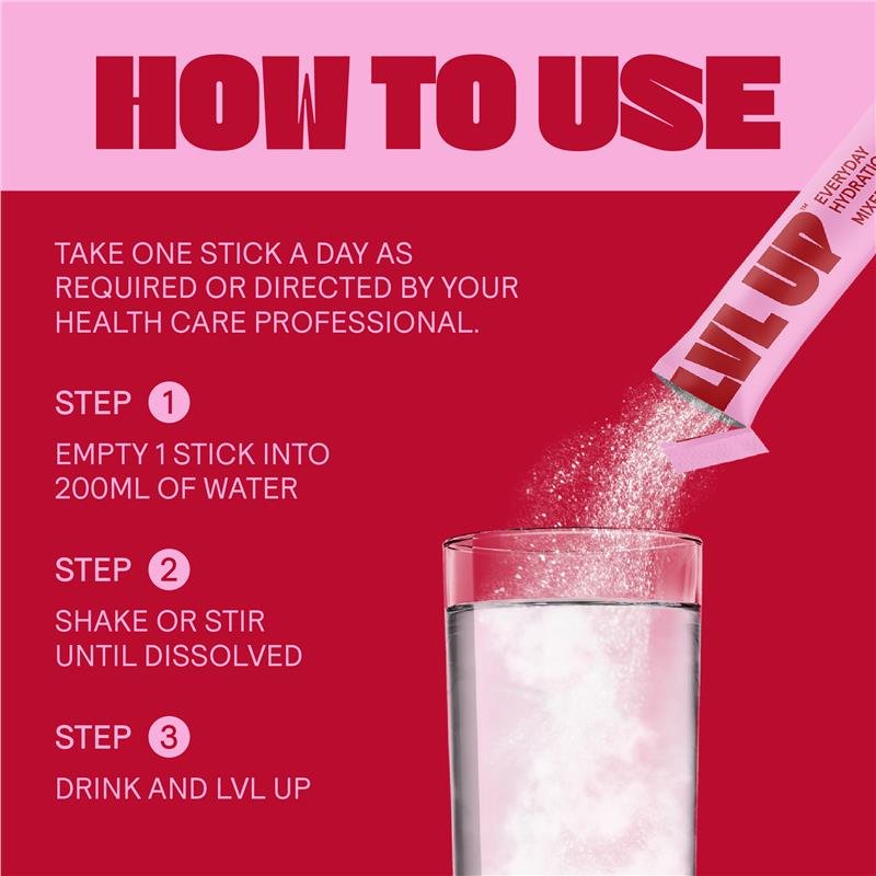 Lvl Up Everyday Hydration Sticks Mixed Berry 30 Pack