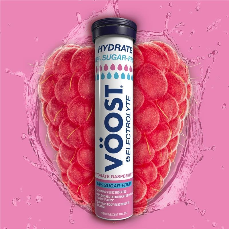 Voost Hydrate Sugar Free Raspberry Effervescent Tablets 20 Pack
