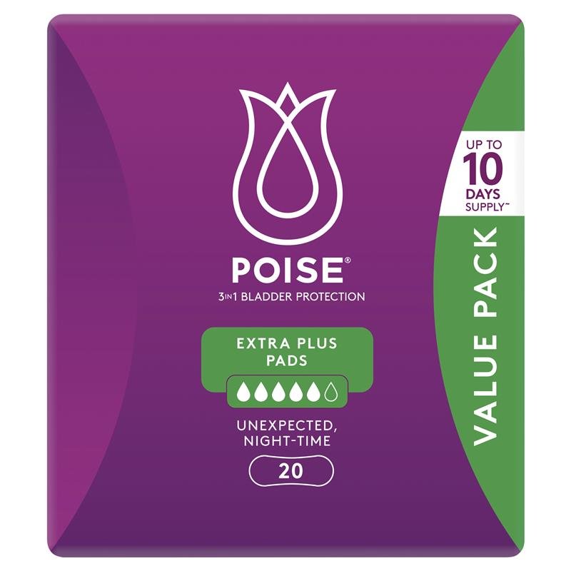 Poise Incontinence Pads Extra Plus 20 Pack