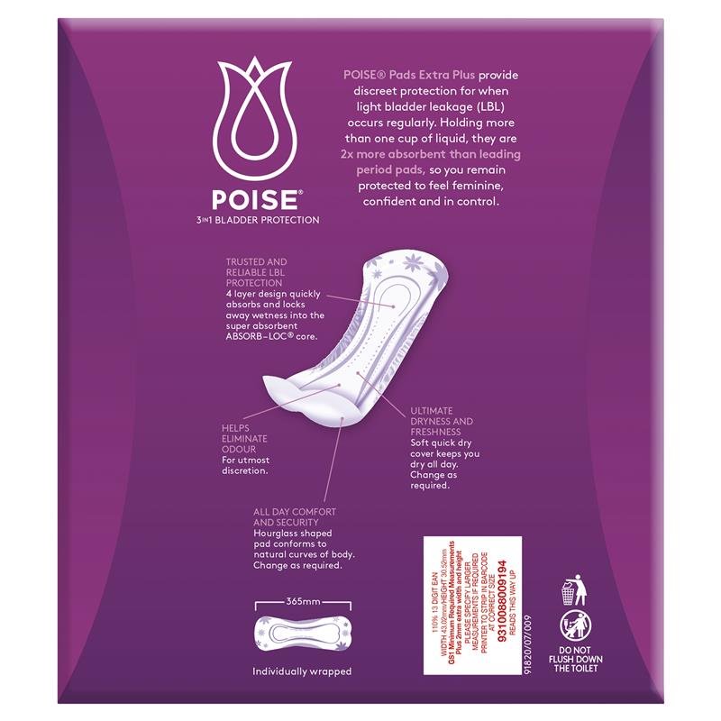 Poise Incontinence Pads Extra Plus 20 Pack