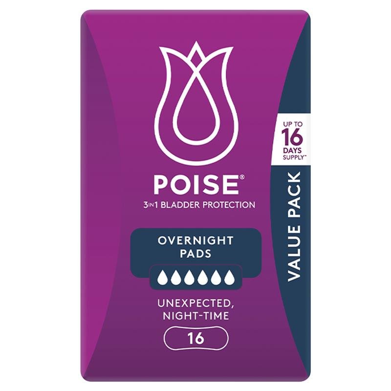 Poise Incontinence Pads Overnight 16 Pack