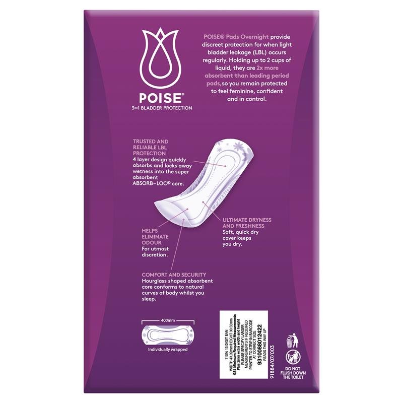 Poise Incontinence Pads Overnight 16 Pack