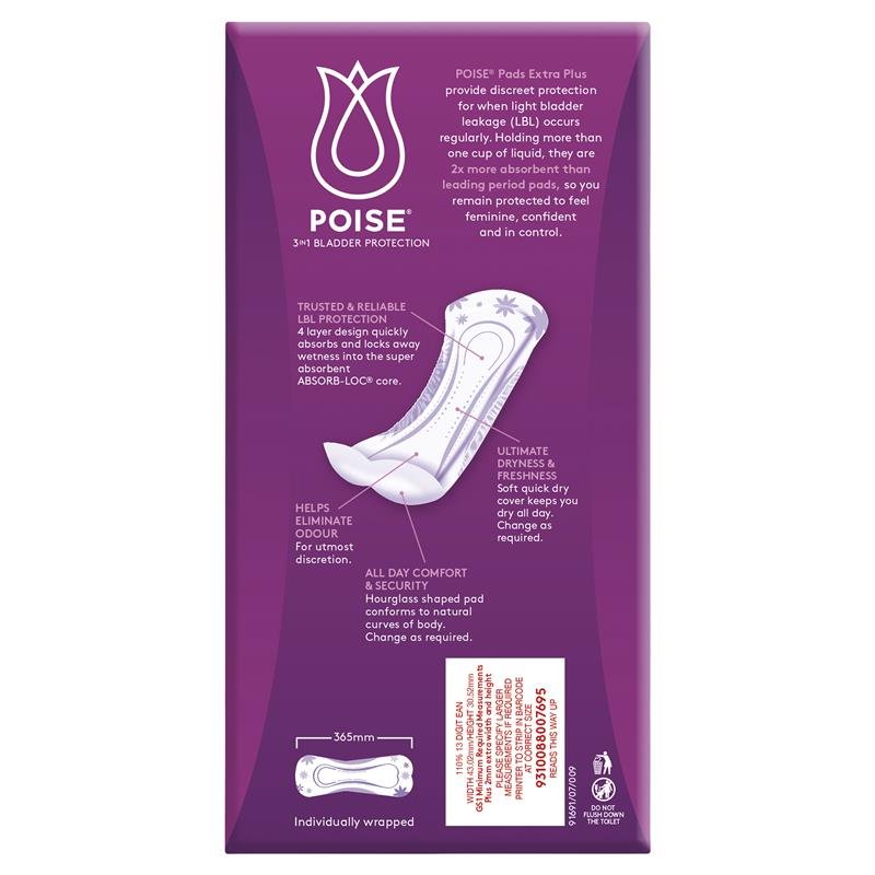 Poise Incontinence Pads Extra Plus 10 Pack