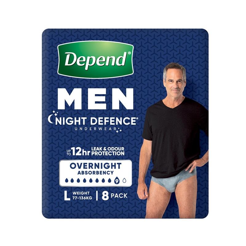 Depend 男士夜用失禁内裤 Night Defence 大码 L 8条