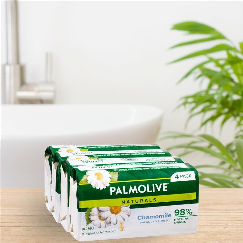 Palmolive Naturals Balanced & Mild Bar Soap Chamomile Extracts 4 x 90g