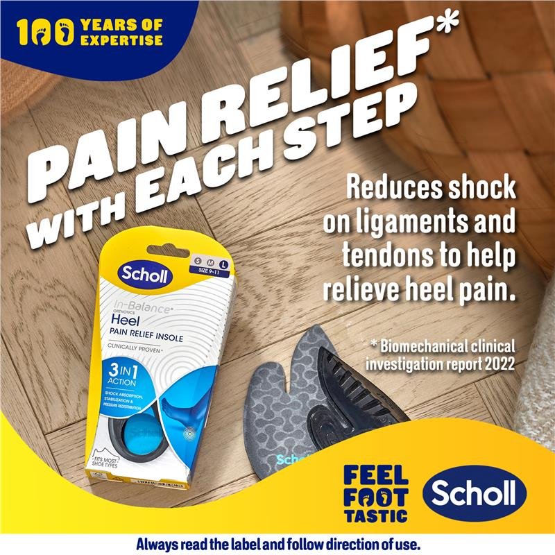 Scholl In Balance Heel and Ankle Orthotic Insole Medium