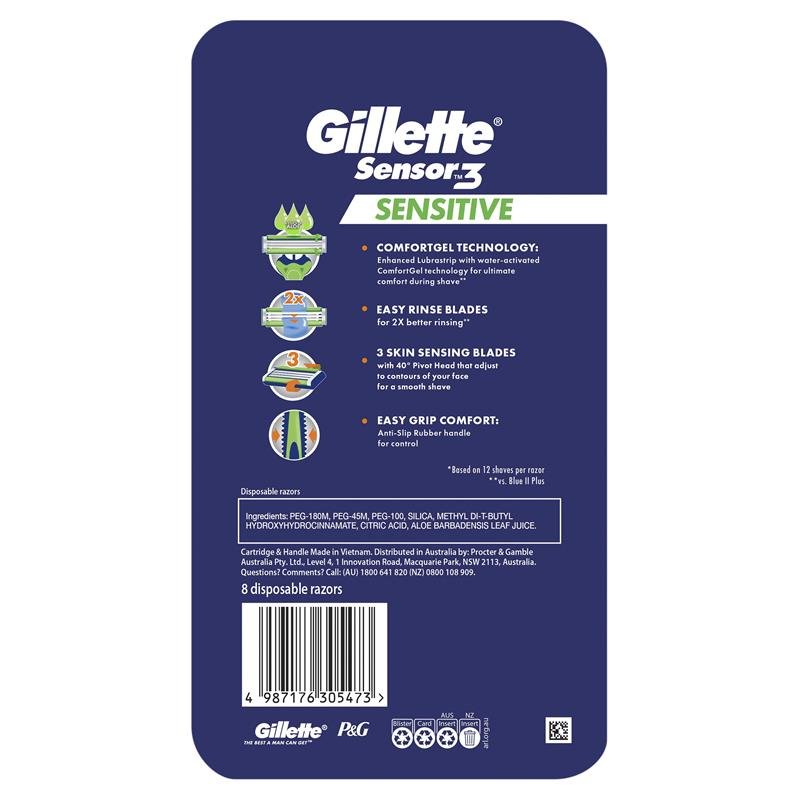 Gillette Sensor 3 Sensitive Disposables 8pk