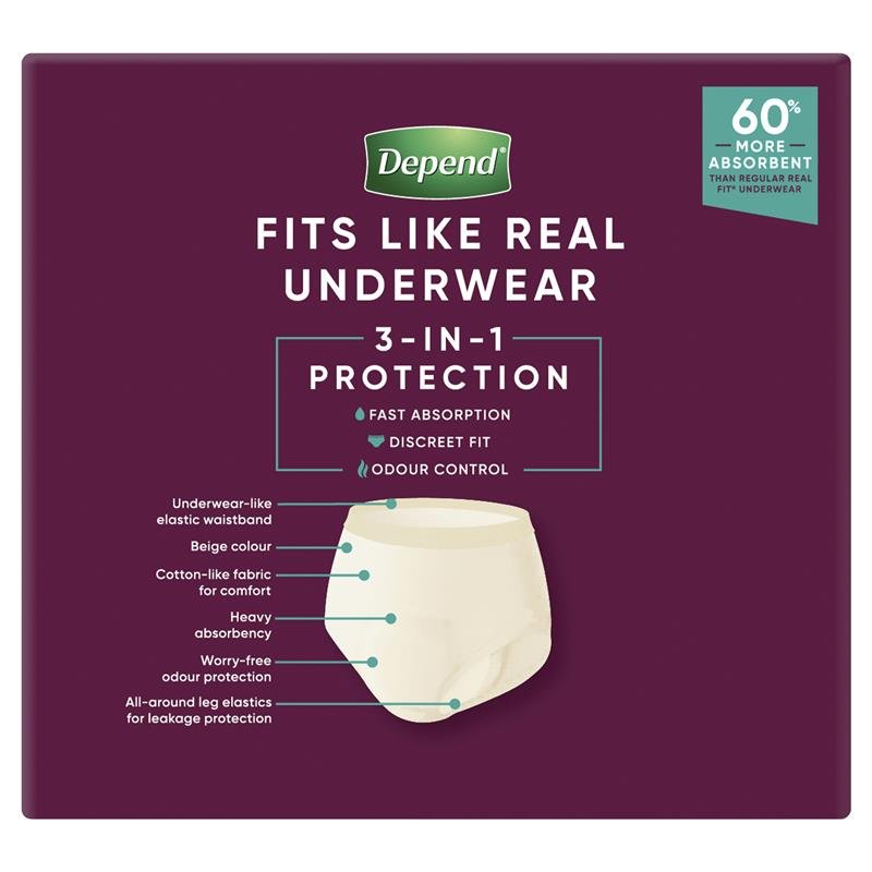 Depend Real Fit Super Incontinence Underwear for Women XL 16 Pack