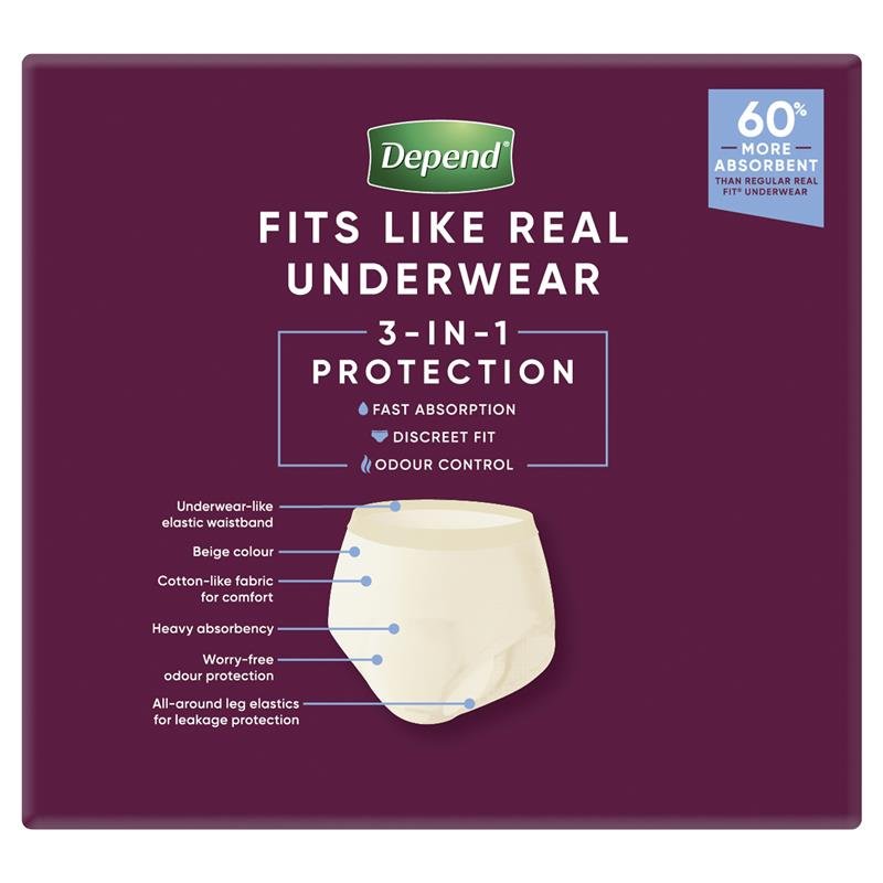 Depend Real Fit Super Incontinence Underwear for Women Large 16 Pack