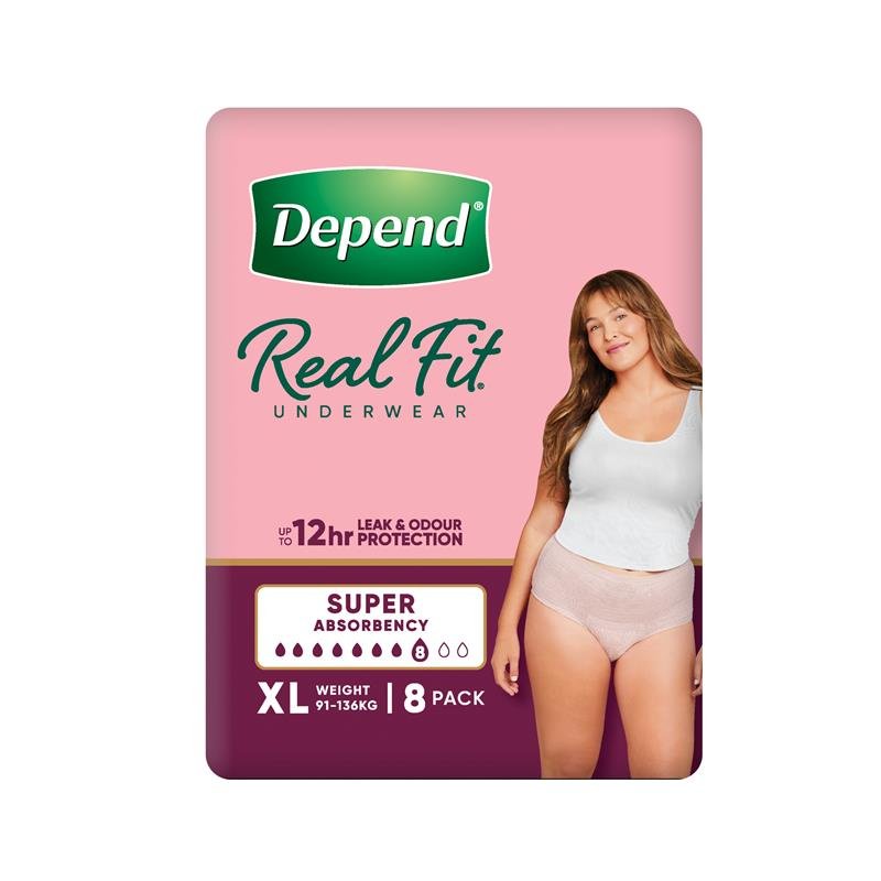 Depend Real Fit 女士贴身失禁内裤 超强吸收 加大码 XL 8条装