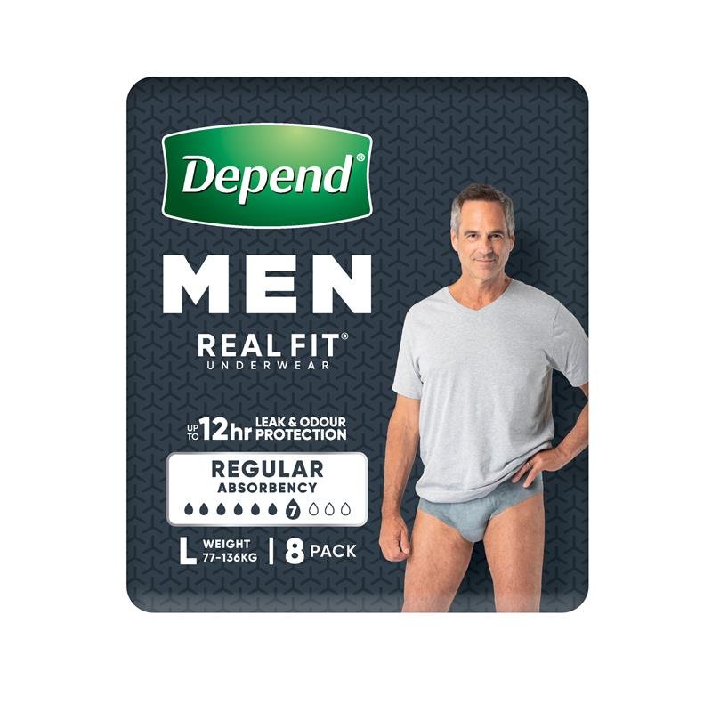 Depend Real Fit for Men Incontinence Underwear Medium 8 Pack