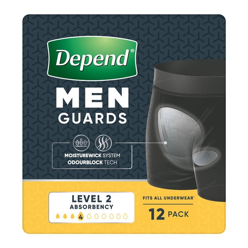 Depend Men Incontinence Guards Level 2 12 Pack
