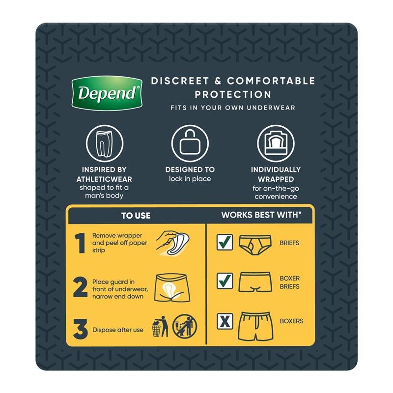 Depend Men Incontinence Guards Level 2 12 Pack
