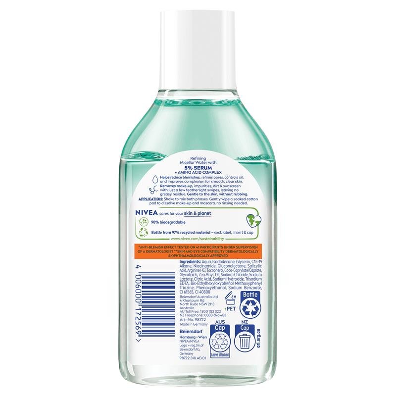 NIVEA Micellar Water Derma Skin Clear 400ml