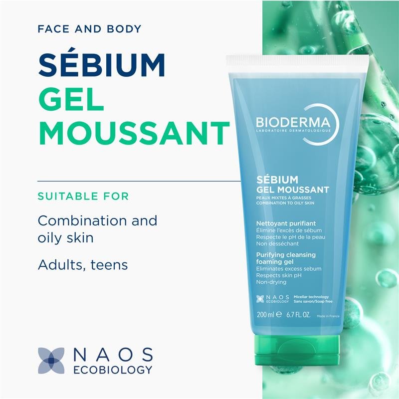 Bioderma Sebium Gel Moussant Gel Cleanser For Oily Skin 200ml