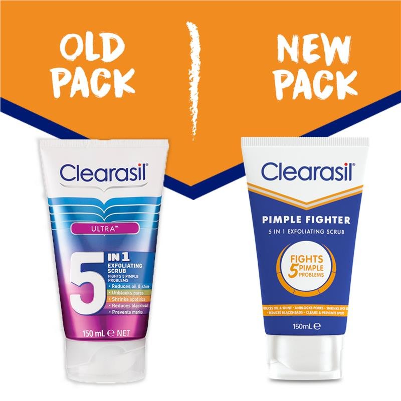 Clearasil Pimple Fighter 5 in 1 Exfoliating Face Scrub 150 ml