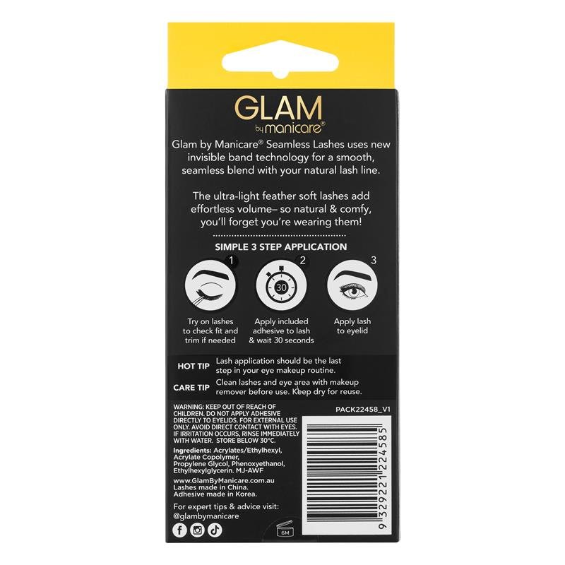 Glam By Manicare Angela Ultra Comfy Seamless Lashes 22458
