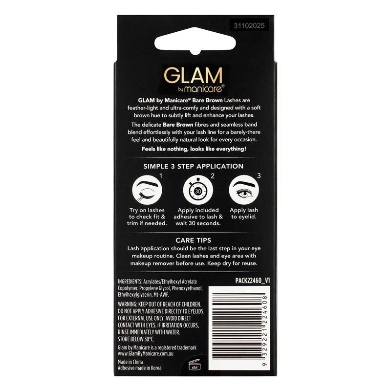 Glam By Manicare Glam Ready Pre-Glued Bare Brown Natural 22460