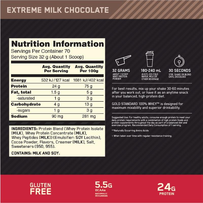 Optimum Nutrition Gold Standard 100% Whey Extreme Milk Chocolate 2.27kg