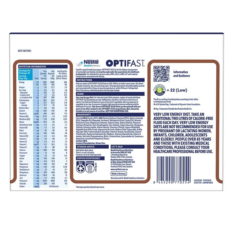 Optifast VLCD Shake Chocolate 18 x 53g