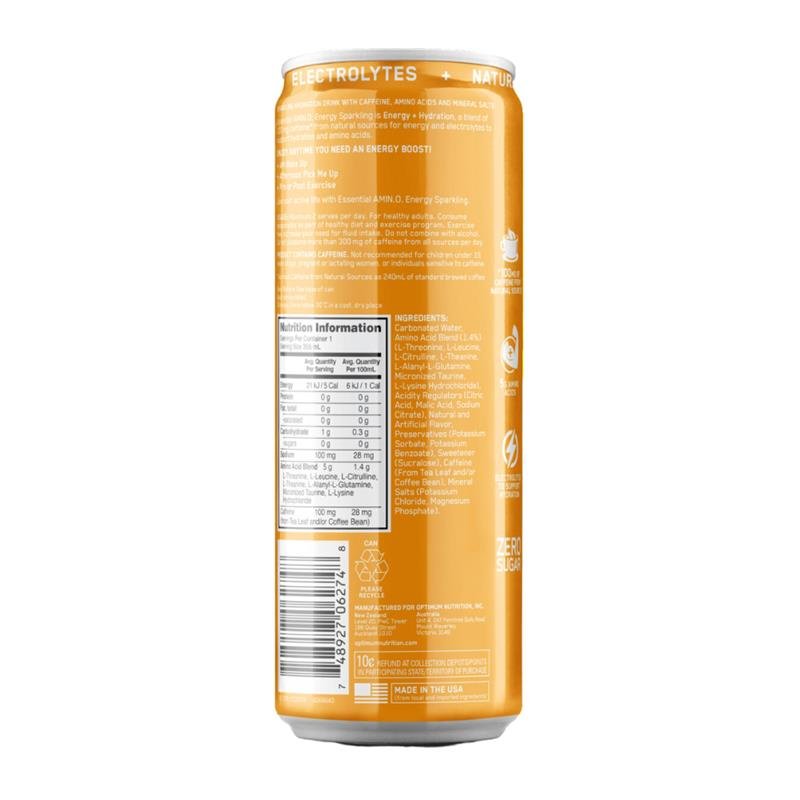 Optimum Nutrition Amino Energy Sparkling + Electrolytes Mango Pinelime 355ml