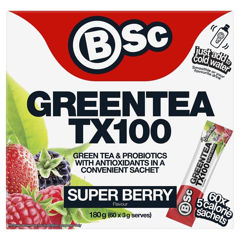BSc Green Tea TX100 Super Berry 60 x 3g Serve NEW