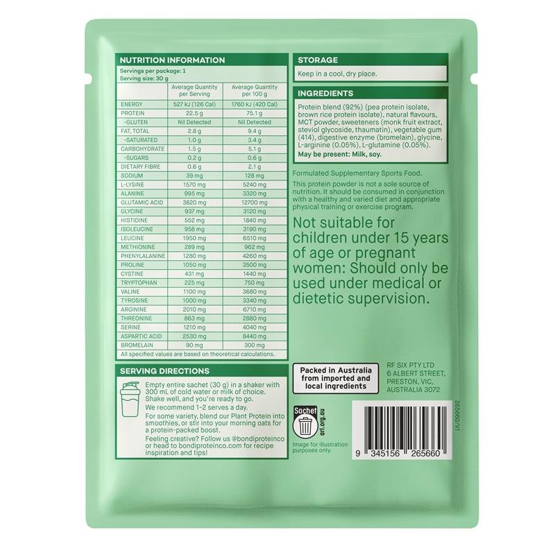 Bondi Protein Co Plant Protein Vanilla Sachet 30g