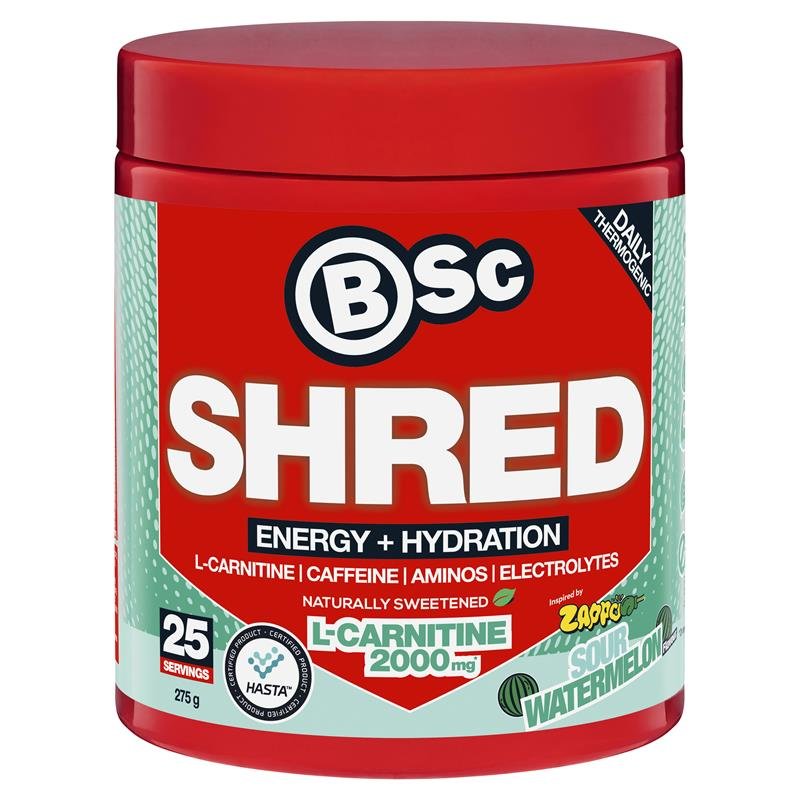BSc Energy Shred + Hydration Powder Zappo Sour Watermelon 275g