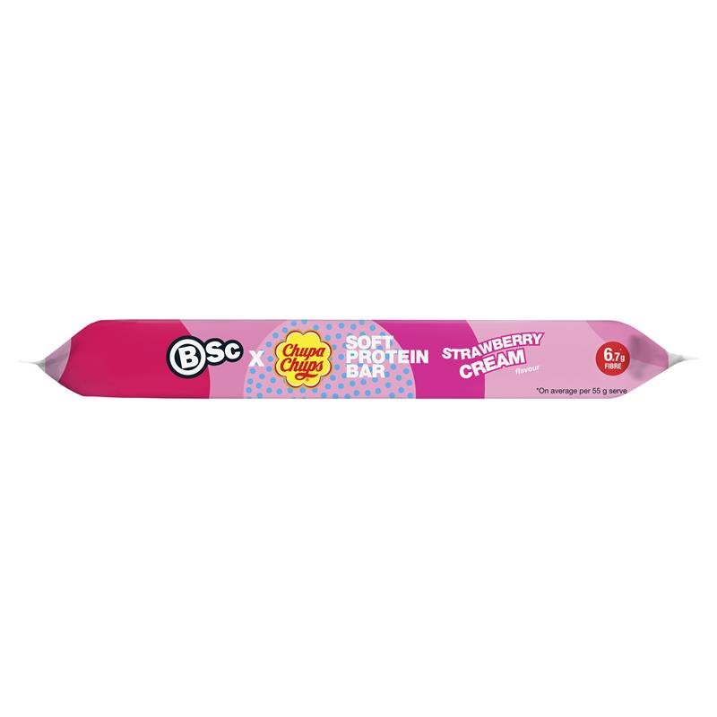 BSc x Chupa Chups Soft Protein Bar Strawberry Cream 55g