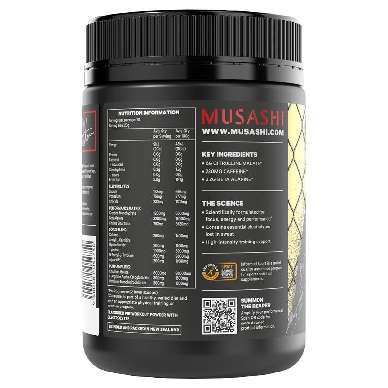 Musashi Reaper Preworkout Max Strength Green Apple 400g