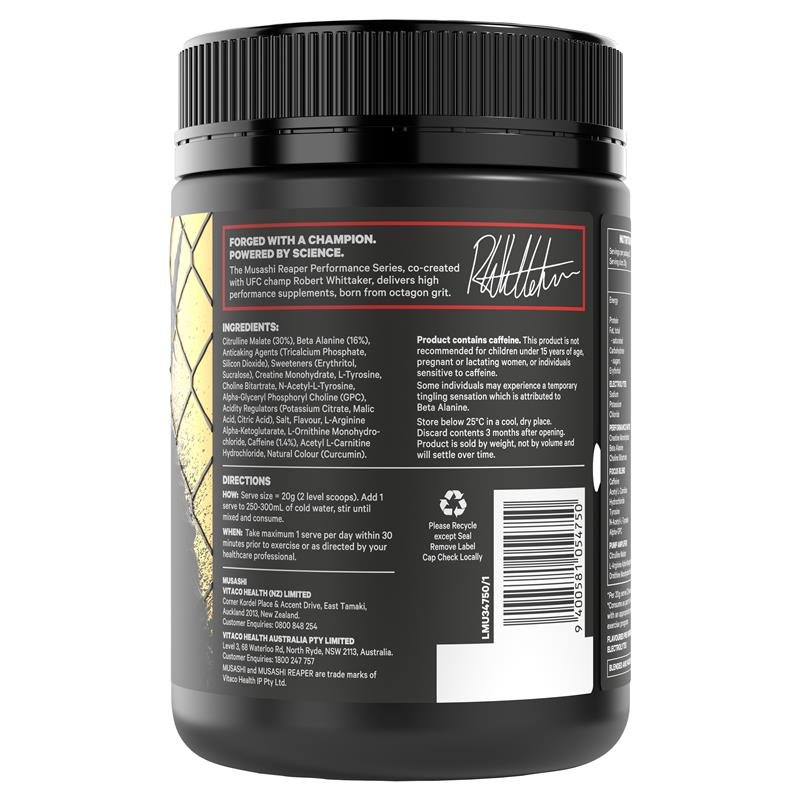 Musashi Reaper Preworkout Max Strength Green Apple 400g