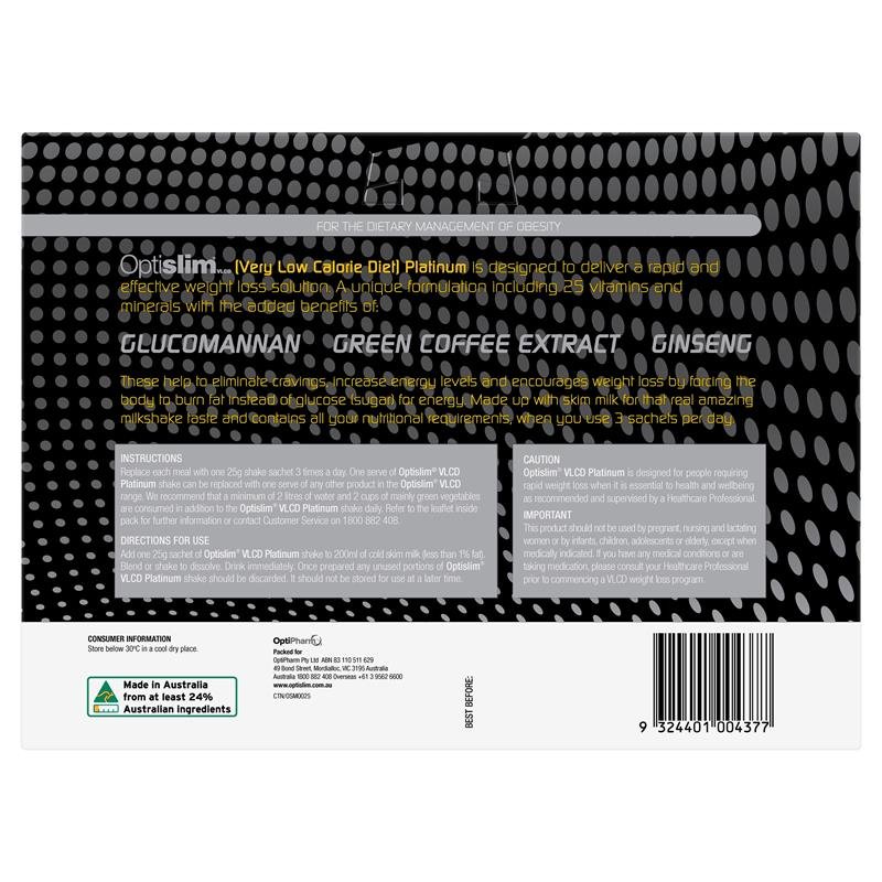 Optislim VLCD Platinum Banana Shake 21x25g Sachets