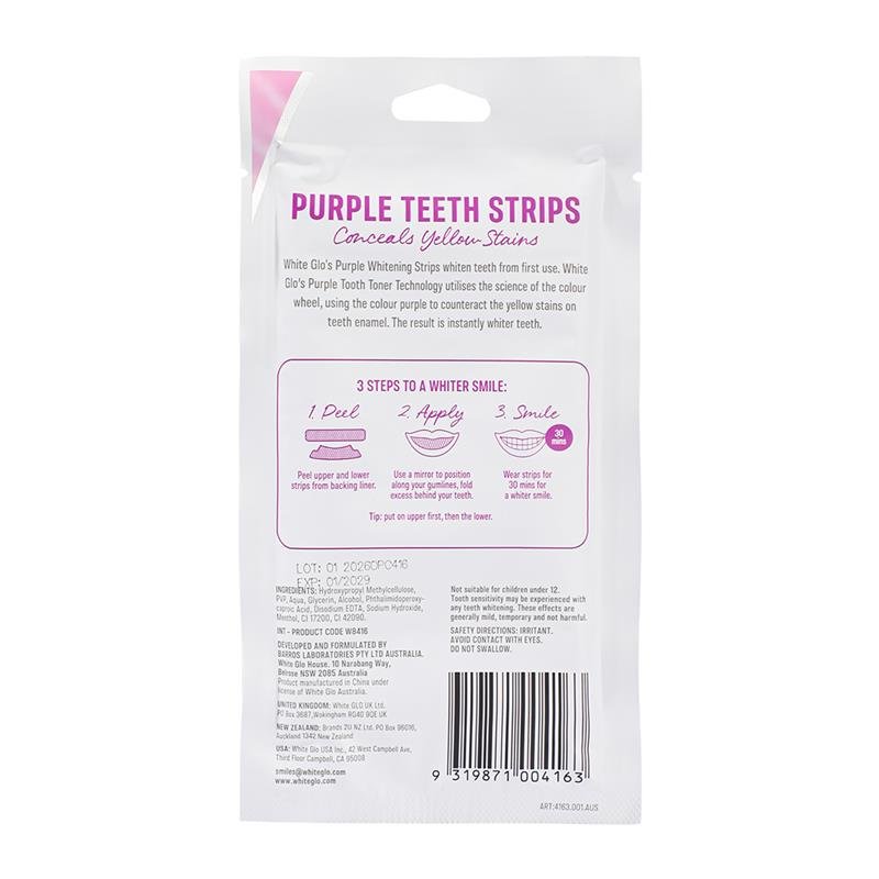 White Glo Purple Teeth Strips Express Glo