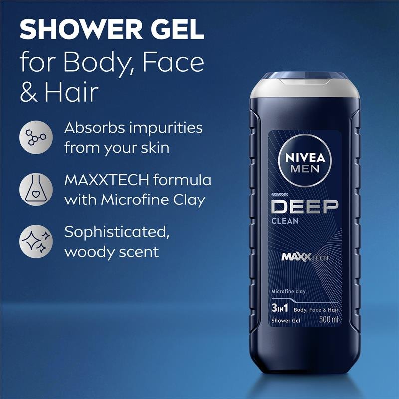 NIVEA for Men Deep Shower Gel 500ml