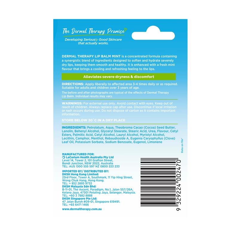 Dermal Therapy Lip Balm Tube Mint 10g
