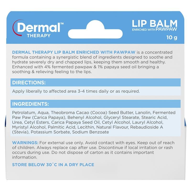 Dermal Therapy Lip Balm Paw Paw 10g