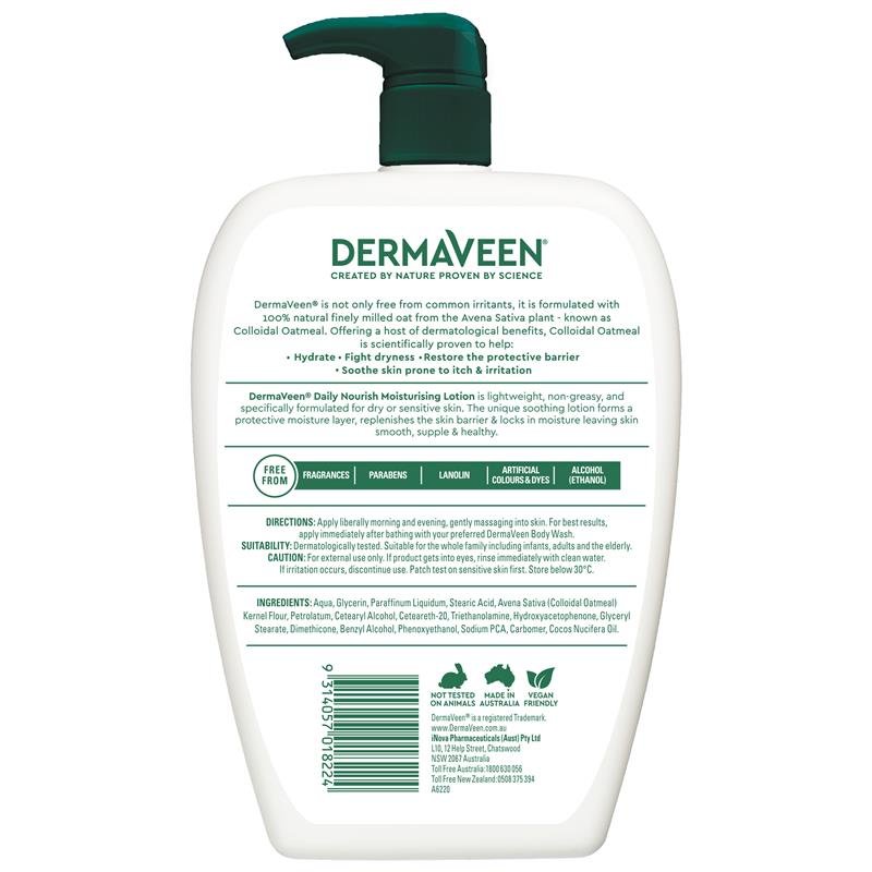 DermaVeen Daily Nourish Moisturising Lotion 1.25L Exclusive Size