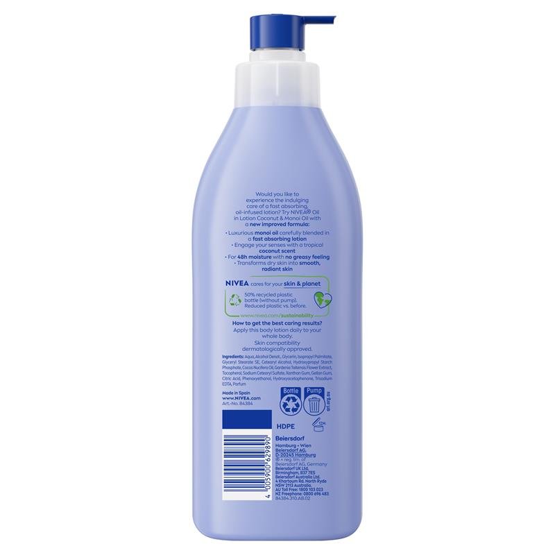 NIVEA妮维雅 Oil In Lotion 椰子与莫诺伊油身体乳 400ml