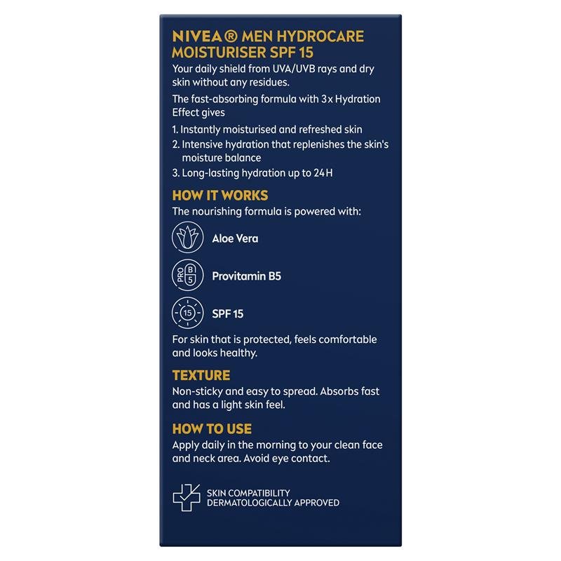 NIVEA MEN Hydrocare Protective Moisturiser SPF 15 75 ml