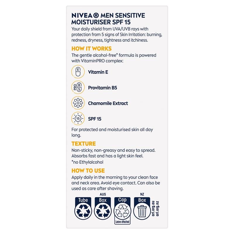 NIVEA MEN Sensitive Protective Moisturiser SPF15 75ml