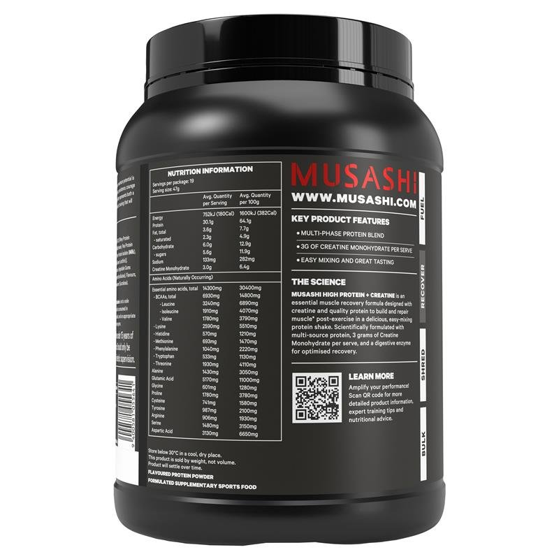 Musashi High Protein + Creatine Chocolate 900g