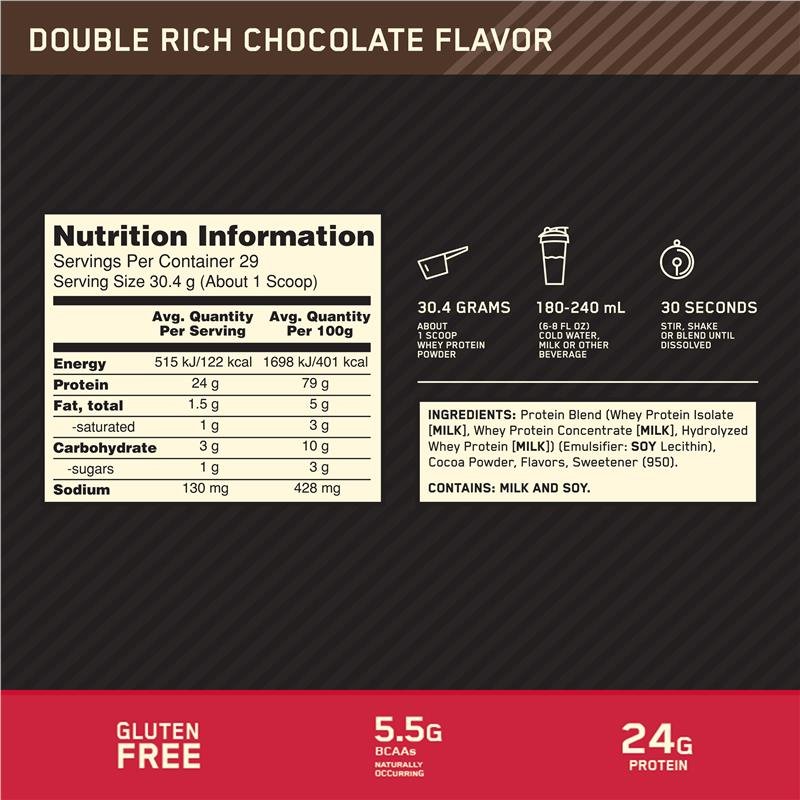欧普特蒙 Optimum Nutrition 金标乳清蛋白粉 双倍浓郁巧克力 907g