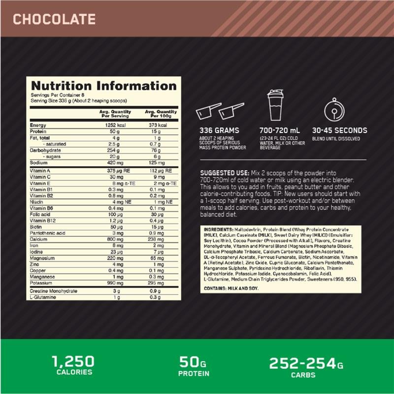 欧普特蒙 Optimum Nutrition Serious Mass 增肌粉 巧克力味 2.72kg